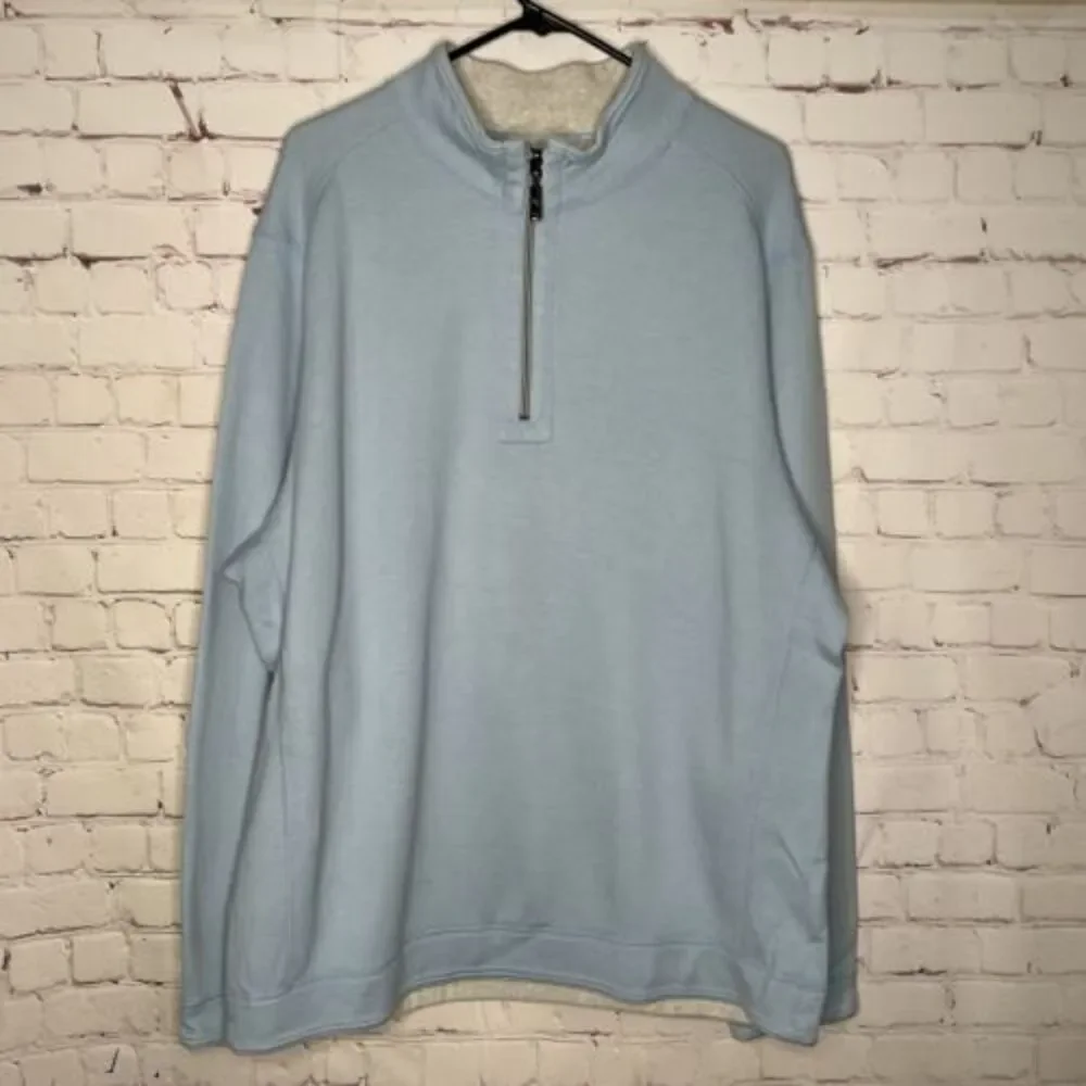 Tommy Bahama Men’s XL Reversible Flipshore Half Zip‎ Sweater Blue Gray Pullover